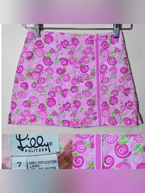 Vintage Lilly Pulitzer Girl's Pink Snails Skort Skirt Size 7 Tennis‎ Preppy Y2K